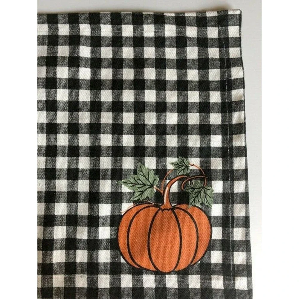 Thanksgiving Placemats Set of 4 Black Buffalo Check Pumpkins 14x19